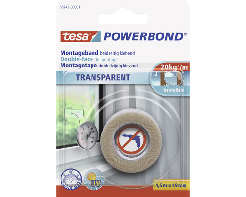 tesa Powerbond Montageband Transparent 1,5m x 19mm