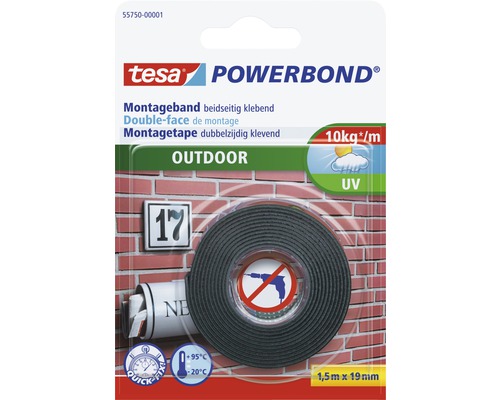 Ruban de montage tesa Powerbond Outdoor vert 19 mm x 1,5 m Ruban de montage Tesa Powerbond pour l''extérieur, 1,5 mètre sur 19 millimètres