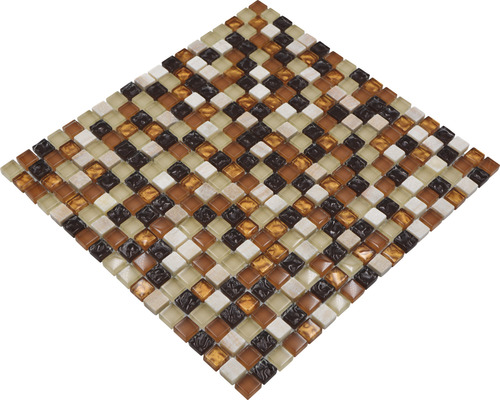 Mosaïque avec carreaux de verre carrés en différentes nuances