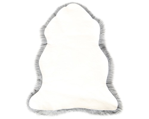 Tapis en fausse fourrure avec bordure en fourrure grise