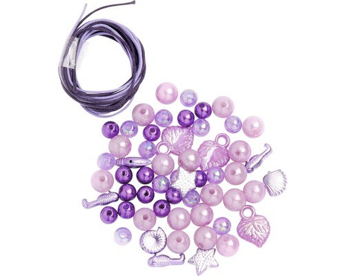 Perlen-Set mit Kordel lila