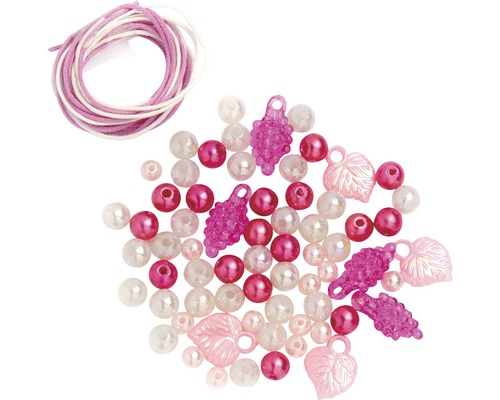 Perlen-Set mit Kordel weiß-rosa-pink