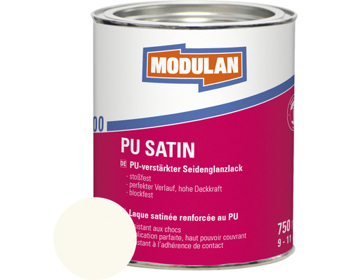 MODULAN 6100 PU Satin Lack RAL 9010 reinweiß 2,5 L MODULAN PU Satinlack in einer Dose mit Farbfleck