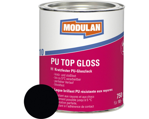 Laque MODULAN 6110 PU Top Gloss RAL 9005 noir foncé 750 ml Boîte de laque Modulan PU Top Gloss
