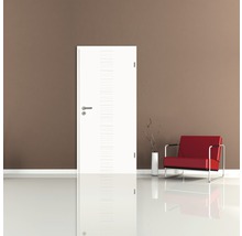 Porte intérieure avec ferrures et design moderne dans une pièce lumineuse