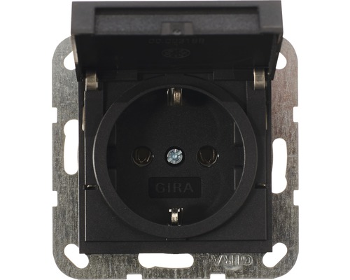 Prise de courant à contact de protection Gira avec couvercle à charnière