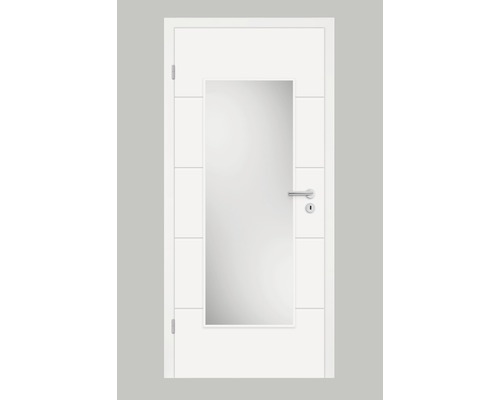 Zimmertür Pertura Perla 05 Weißlack (ähnlich RAL 9010) 86,0x198,5 cm Links mit Lichtausschnitt HD (ohne Glas)