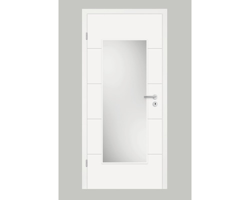 Porte intérieure Pertura Perla 05 laque blanche (semblable à RAL 9010) 73,5x198,5 cm gauche avec découpe HD (sans vitrage)