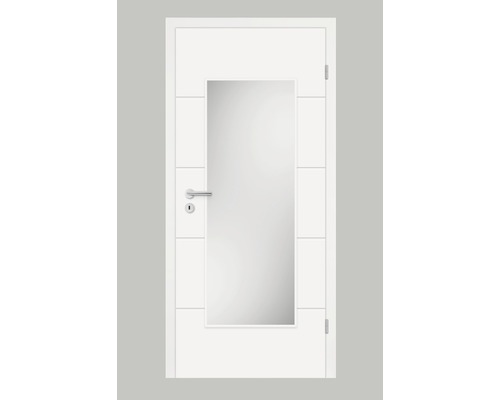 Pertura Zimmertür Perla 05 Weißlack (ähnlich RAL 9010) 98,5x198,5 cm Rechts mit Lichtausschnitt HD (ohne Glas)