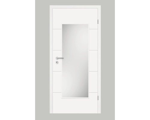 Porte intérieure Pertura Perla 05 laque blanche (semblable à RAL 9010) 98,5x198,5 cm droite avec découpe HD (sans vitrage)