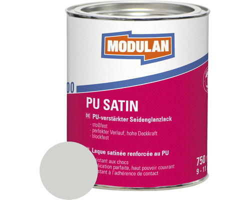 Laque PU MODULAN 6100 satin RAL 7035 gris clair 750 ml Boîte de laque satinée PU Modulan avec échantillon de couleur