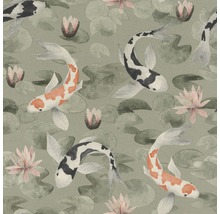 Papier peint intissé 409437 Kimono koï vert