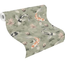 Papier peint intissé 409437 Kimono koï vert