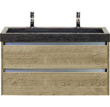 Naturstein Doppelwaschbecken mit Unterschrank Sanox DANTE BxHxT 101x58x45.5 cm Frontfarbe eiche natur 81706927