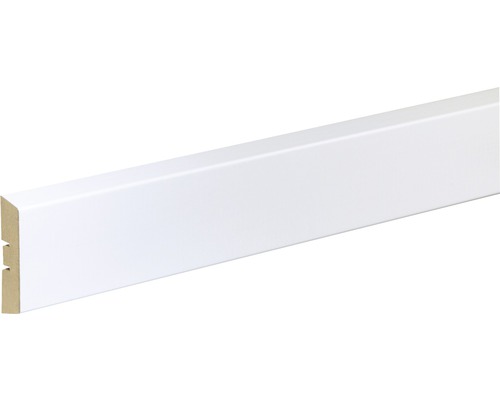 Bekleidungsleiste FU064B1 MDF weiß lackiert - 2400 x 62 x 16 mm Weiss lackierte Sockelleiste