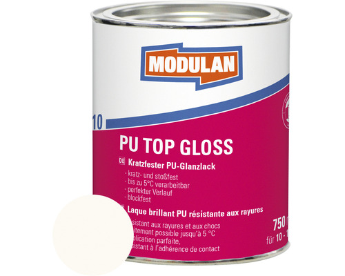 Laque MODULAN 6110 PU Top Gloss RAL 9010 blanc pur 750 ml Boîte de laque brillante PU Top de Modulan