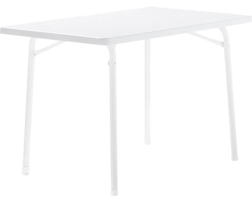 Gartentisch Sieger 120/W 115 x 70 cm weiß Gestell aus Stahl in weiß, Gartentischplatte aus Mecalit®-Pro in weiß Weißer Klapptisch mit Stahlgestell für den Innenbereich