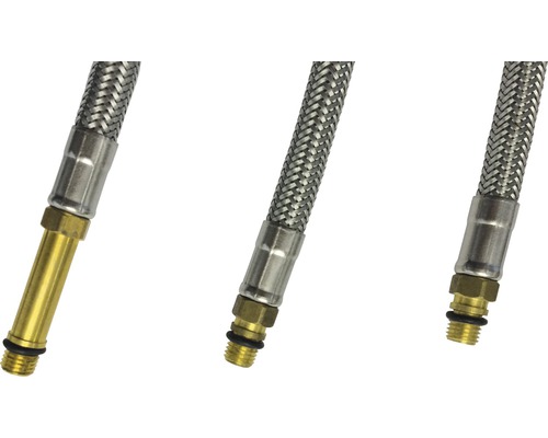 Drei Panzerschläuche aus Metall