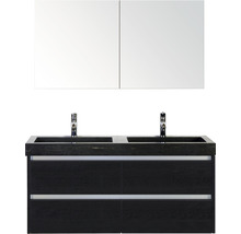 Badmöbel-Set Sanox Dante BxHxT 121 x 170 x 45,5 cm Frontfarbe black oak mit Waschtisch Naturstein schwarz