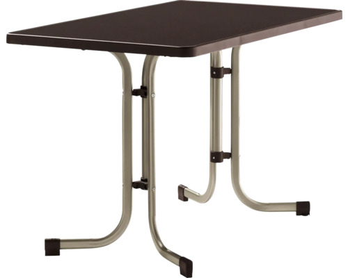 Gartentisch Sieger 233/CM 115 x 70 champagner Gestell aus Stahl in champagner, Gartentischplatte aus Mecalit®-Pro in mocca Rechteckiger Klapptisch mit Metallgestell