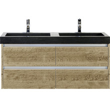 Naturstein Doppelwaschbecken mit Unterschrank Sanox DANTE BxHxT 121x58x45.5 cm Frontfarbe eiche natur 81707327