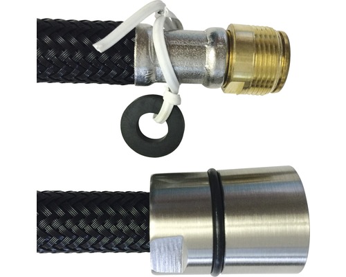 Brauseschlauch mit Anschlüssen aus Metall und Kunststoff