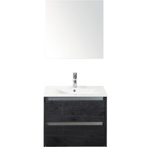 Set de meubles de salle de bains Sanox Dante lxhxp 61 x 170 x 46 cm couleur de façade black oak avec vasque céramique blanc