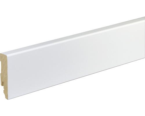 Sockelleiste FU86L MDF weiß foliert 16 x 70 x 2400 mm Weisse Fussleiste aus Holz