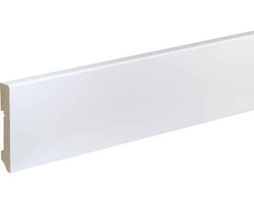 SKANDOR Sockelleiste FU96L MDF weiß lackiert 16 x 90 x 2400 mm Weisse Sockelleiste aus Holz