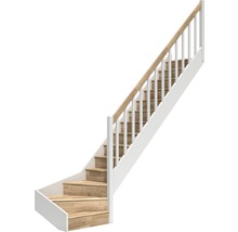 Escalier en bois avec rampe d''escalier blanche