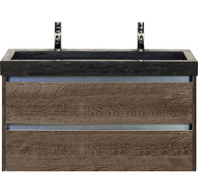 Naturstein Doppelwaschbecken mit Unterschrank Sanox DANTE BxHxT 101x58x45.5 cm Frontfarbe tabacco 81706939