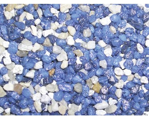 Gravier d'aquarium, mélange multicolore, 5 kg, bleu Gros plan de graviers décoratifs bleus et blancs