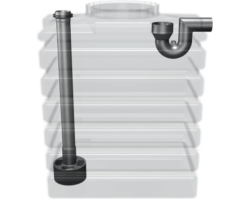Cuve d''eau de pluie avec garniture d''arrivée et siphon