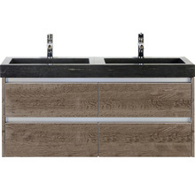 Naturstein Doppelwaschbecken mit Unterschrank Sanox DANTE BxHxT 121x58x45.5 cm Frontfarbe tabacco 81707339