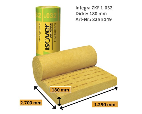 Rouleau d''isolation Isover Integra ZKF 1-032, épaisseur 180 mm
