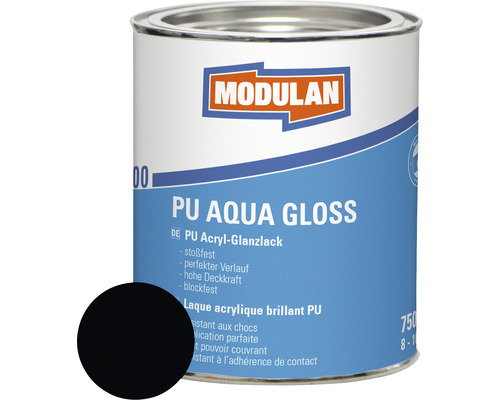 Laque MODULAN 6200 PU Aqua Gloss RAL 9005 noir foncé 750 ml