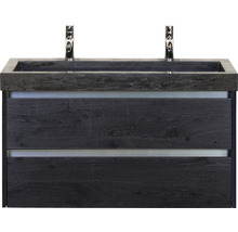 Naturstein Doppelwaschbecken mit Unterschrank Sanox DANTE BxHxT 101x58x45.5 cm Frontfarbe black oak 81706949