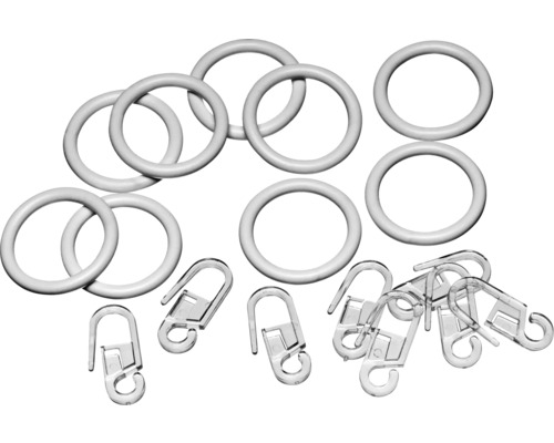 Patins de rideaux avec crochets plisseurs et anneaux