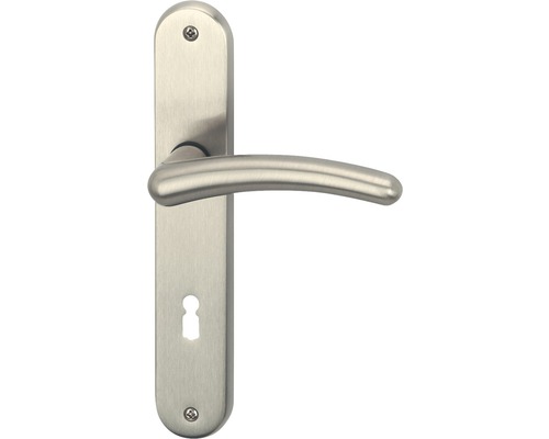 Poignée sur plaque longue cylindre profilé Franziska couleur acier inoxydable Poignée de porte en acier inoxydable avec plaque longue