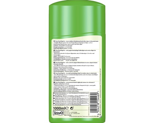 Tetra Pond AlgoFin contre les algues et les algues filamenteuses dans les bassins de jardin dans un flacon de 1000 millilitres
