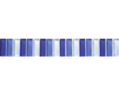 Bordure verre baguette, mix bleu, 30 x 5 cm