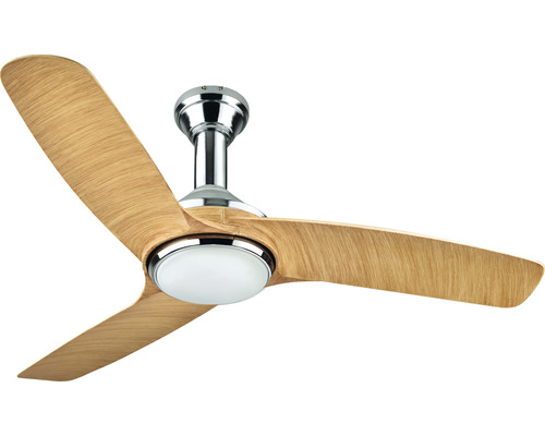 Ventilateur de plafond Madeira Lucentrum II avec télécommande et éclairage LED Ø 132 cm nickel couleurs bois/clair