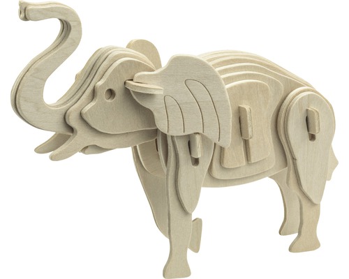 Éléphant en bois comme puzzle 3D