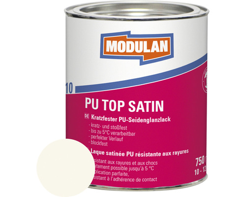 MODULAN 6110 PU Lack Top Satin RAL 9010 reinweiß 750 ml Modulan PU Top Satin Lackdose mit Farbbeispiel