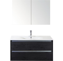 Badmöbel-Set Sanox Dante BxHxT 101 x 170 x 46 cm Frontfarbe black oak mit Waschtisch Keramik weiß