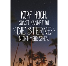 Affiche de motivation avec palmiers et ciel étoilé : Haut les cœurs, sinon tu ne verras plus les étoiles