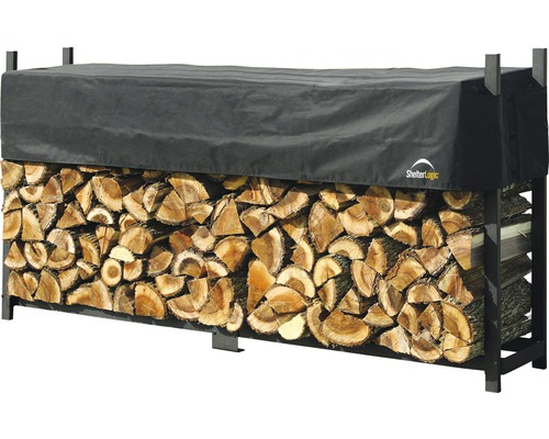 Étagère à bois avec bois et couverture