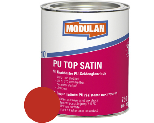 Laque MODULAN 6110 PU Top satin RAL 3000 rouge feu 750 ml Boîte de laque PU satinée