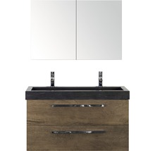 Waschtischkombination mit Spiegelschrank und zwei Schubladen