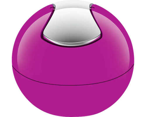 Poubelle à couvercle basculant spirella Bowl 1 l rose fuchsia chrome brillant Poubelle à cosmétiques ronde avec couvercle basculant